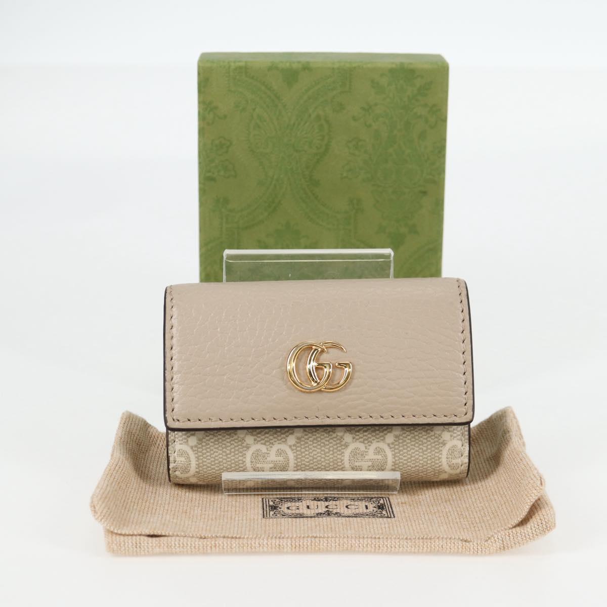 GUCCI GG Supreme Key Case PVC White Gold 456113 2149 Auth 135011A