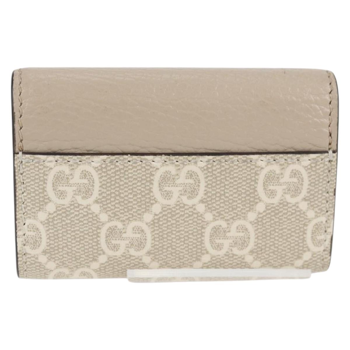 GUCCI GG Supreme Key Case PVC White Gold 456113 2149 Auth 135011M
