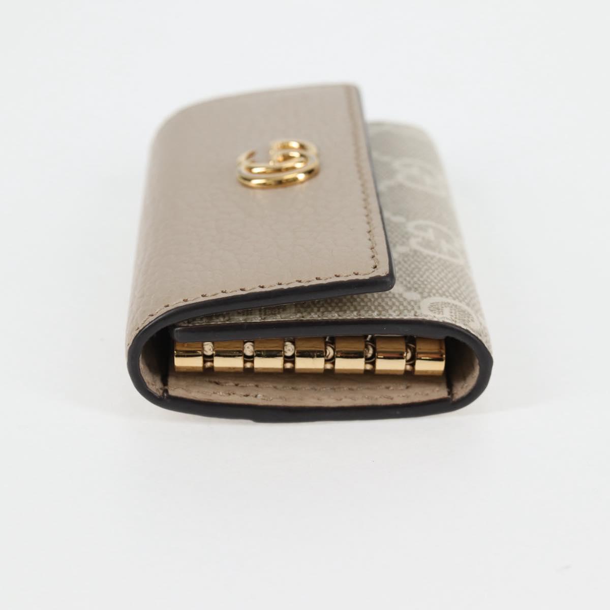 GUCCI GG Supreme Key Case PVC White Gold 456113 2149 Auth 135011A