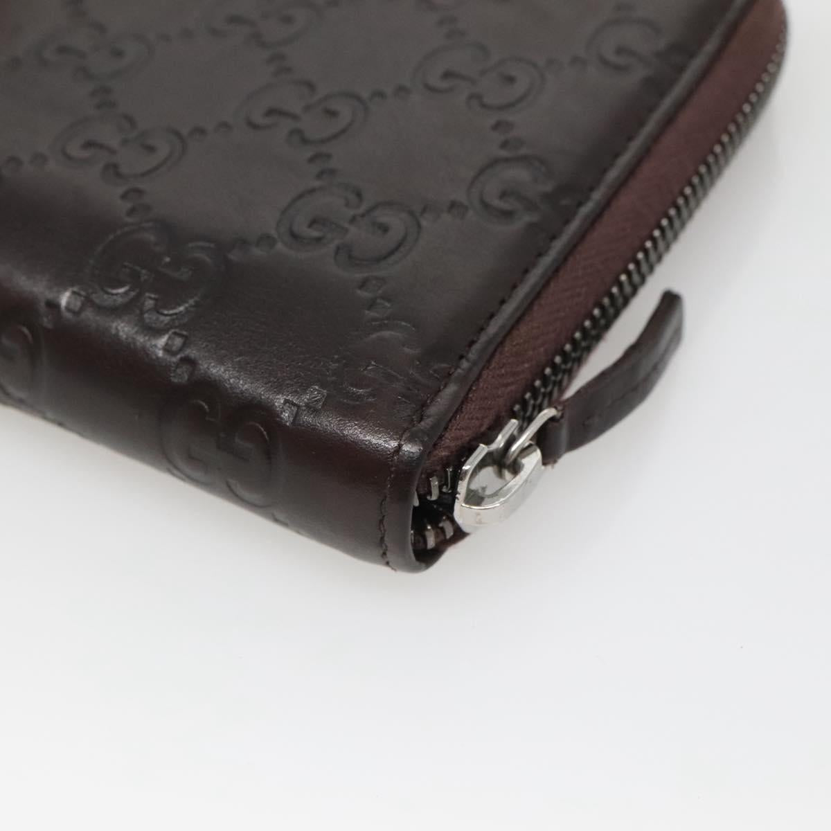GUCCI GG Canvas Guccissima Wallet Leather Brown Silver 43219 0416 Auth 135014