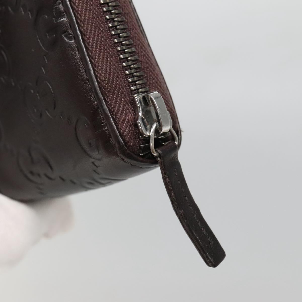 GUCCI GG Canvas Guccissima Wallet Leather Brown Silver 43219 0416 Auth 135014