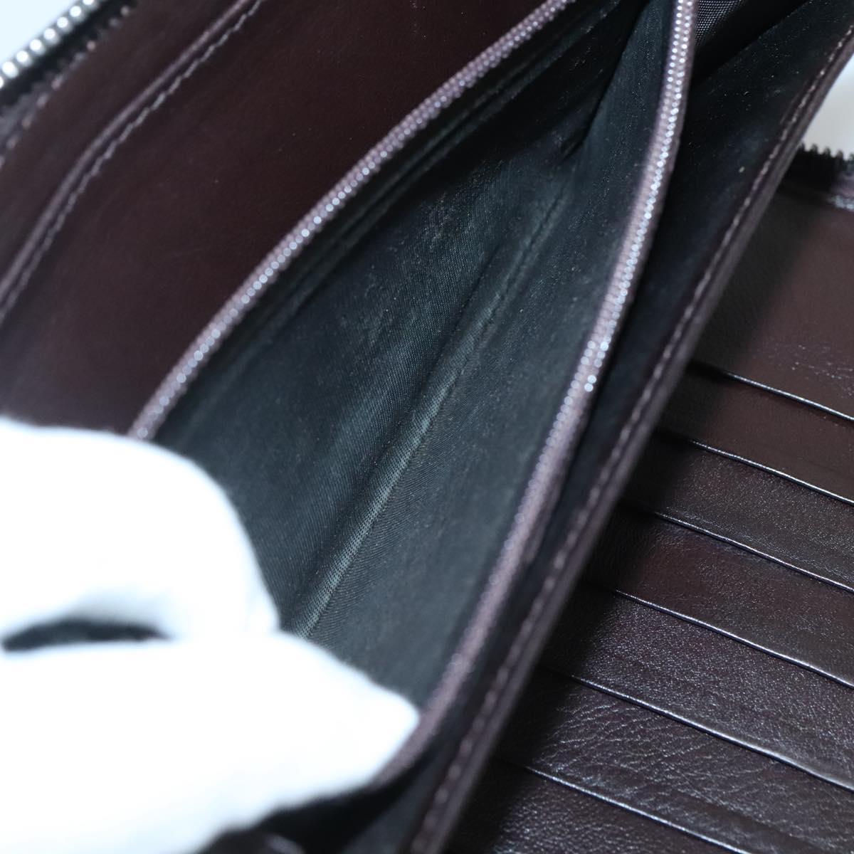 GUCCI GG Canvas Guccissima Wallet Leather Brown Silver 43219 0416 Auth 135014