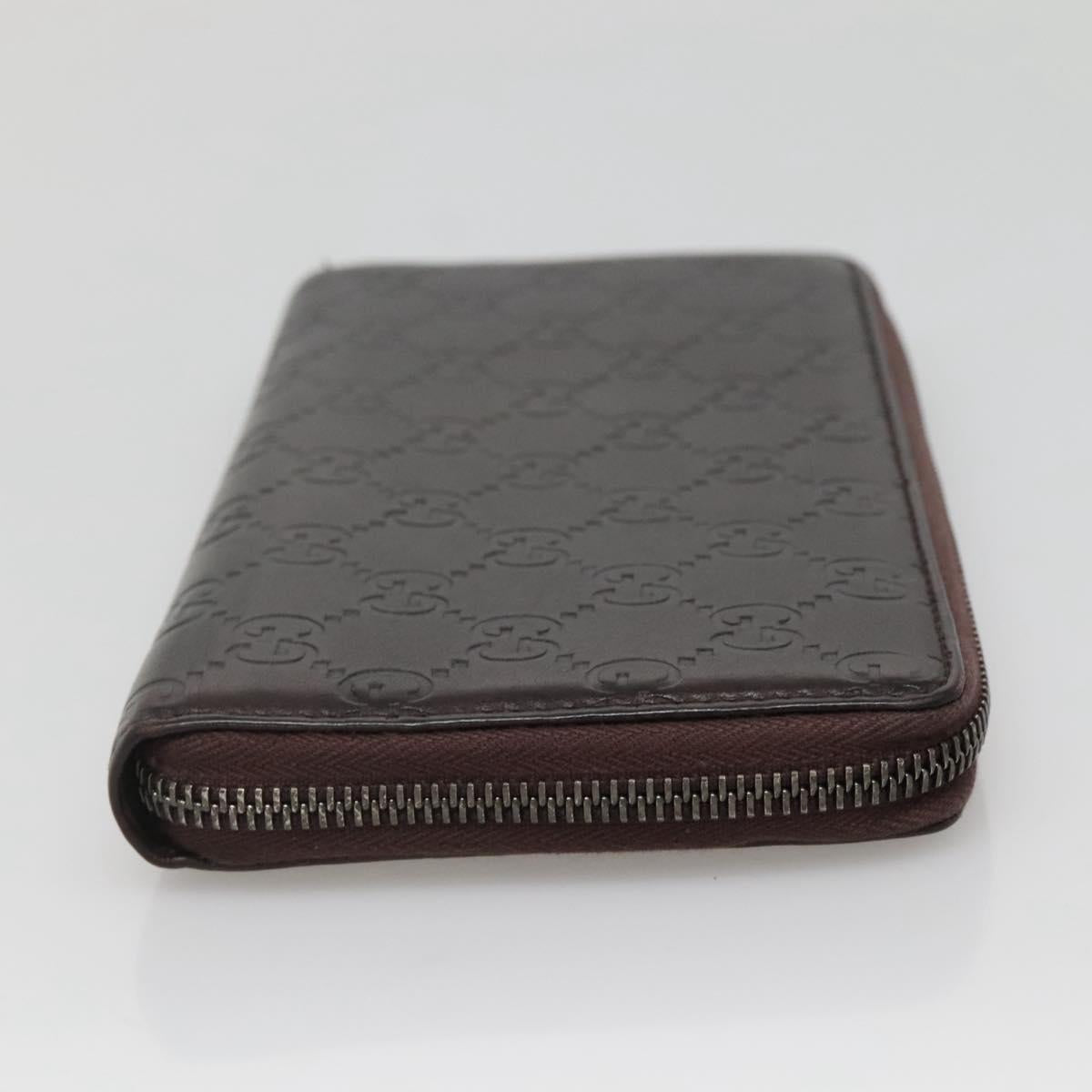 GUCCI GG Canvas Guccissima Wallet Leather Brown Silver 43219 0416 Auth 135014