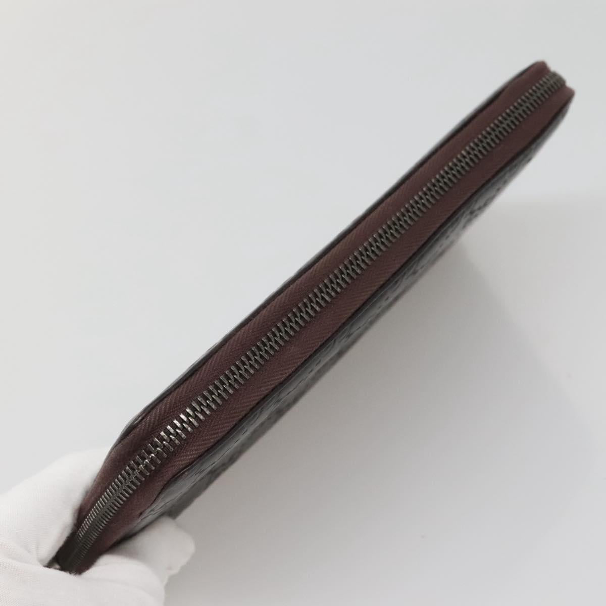 GUCCI GG Canvas Guccissima Wallet Leather Brown Silver 43219 0416 Auth 135014