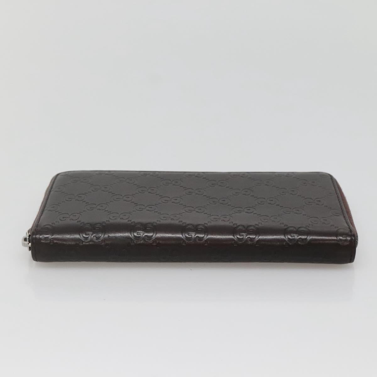 GUCCI GG Canvas Guccissima Wallet Leather Brown Silver 43219 0416 Auth 135014