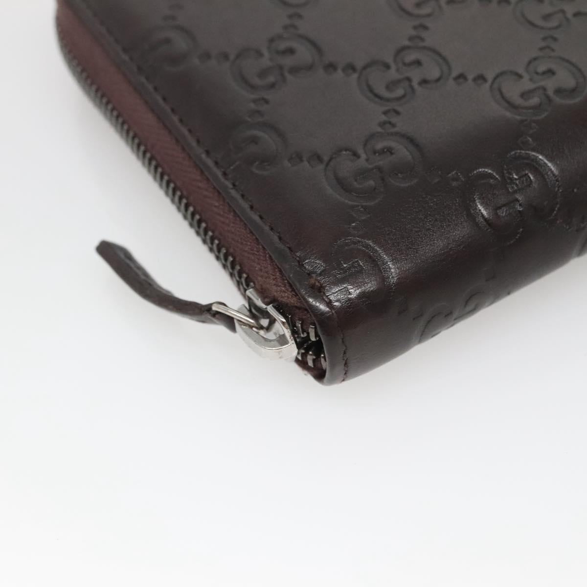 GUCCI GG Canvas Guccissima Wallet Leather Brown Silver 43219 0416 Auth 135014