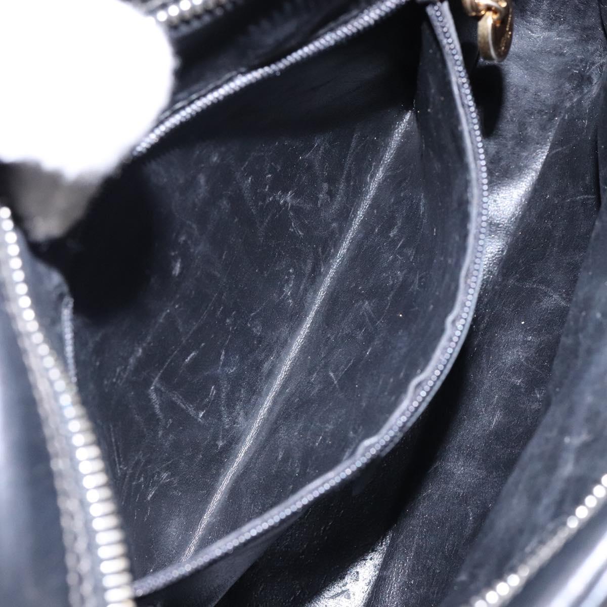 Salvatore Ferragamo Shoulder Bag Leather Black Gold Auth 135016
