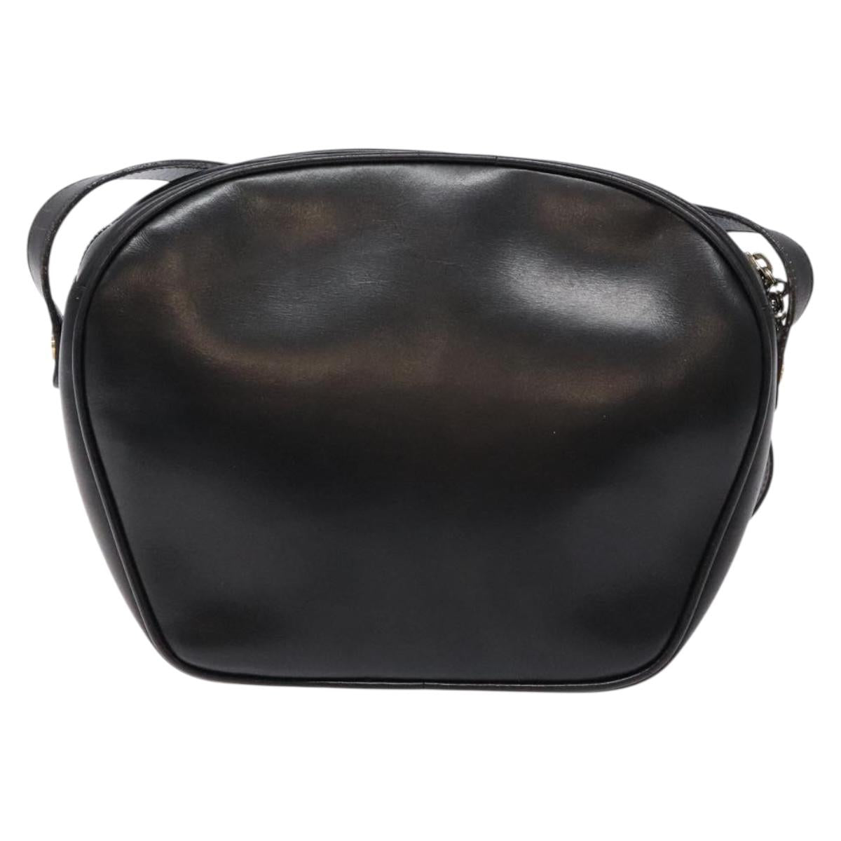 Salvatore Ferragamo Shoulder Bag Leather Black Gold Auth 135016