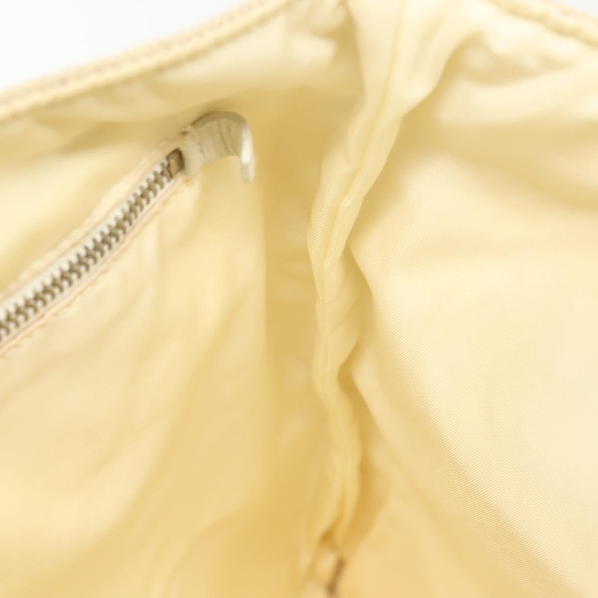 PRADA Tote Bag Canvas Beige Silver Auth 135047