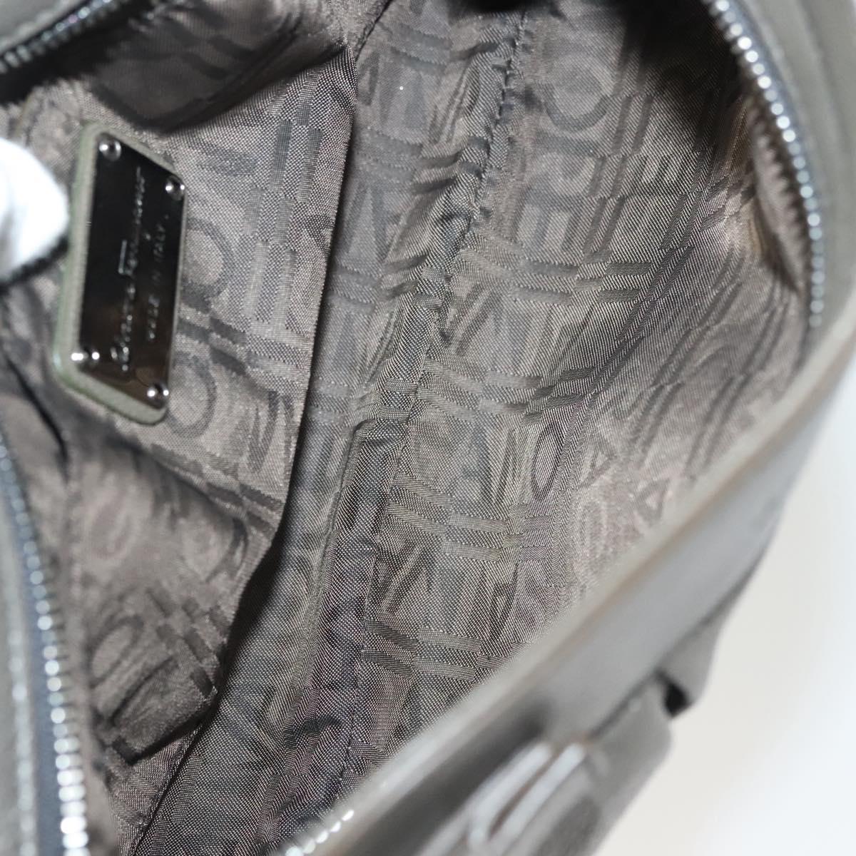 Salvatore Ferragamo Shoulder Bag Leather Gray Silver Auth 135050