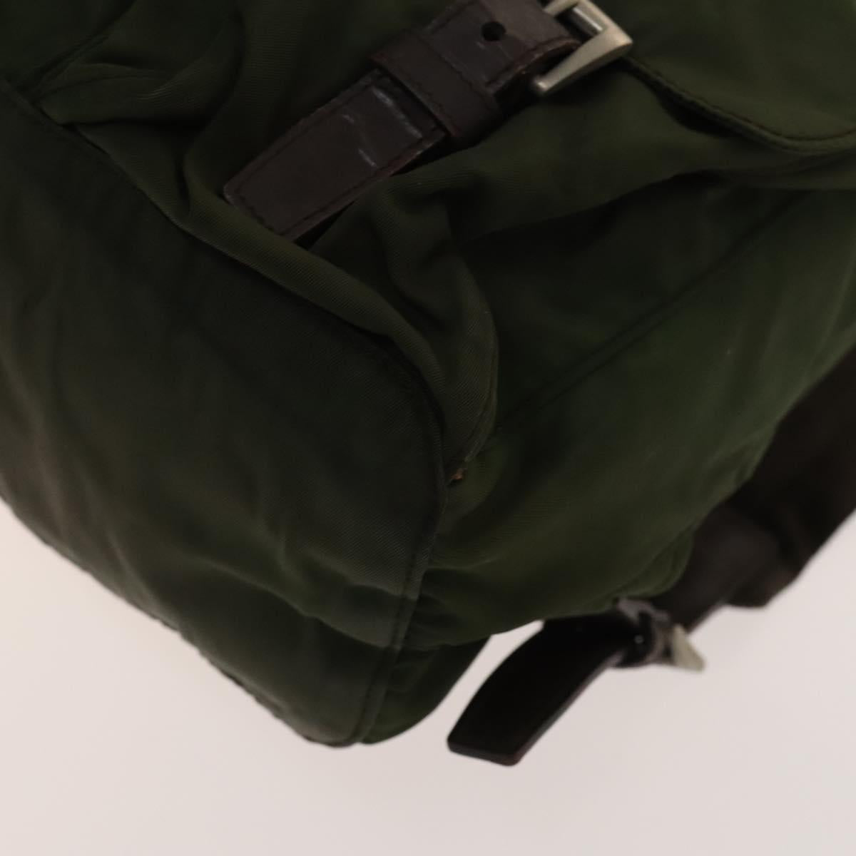 PRADA Backpack Nylon Green Silver Auth 135051