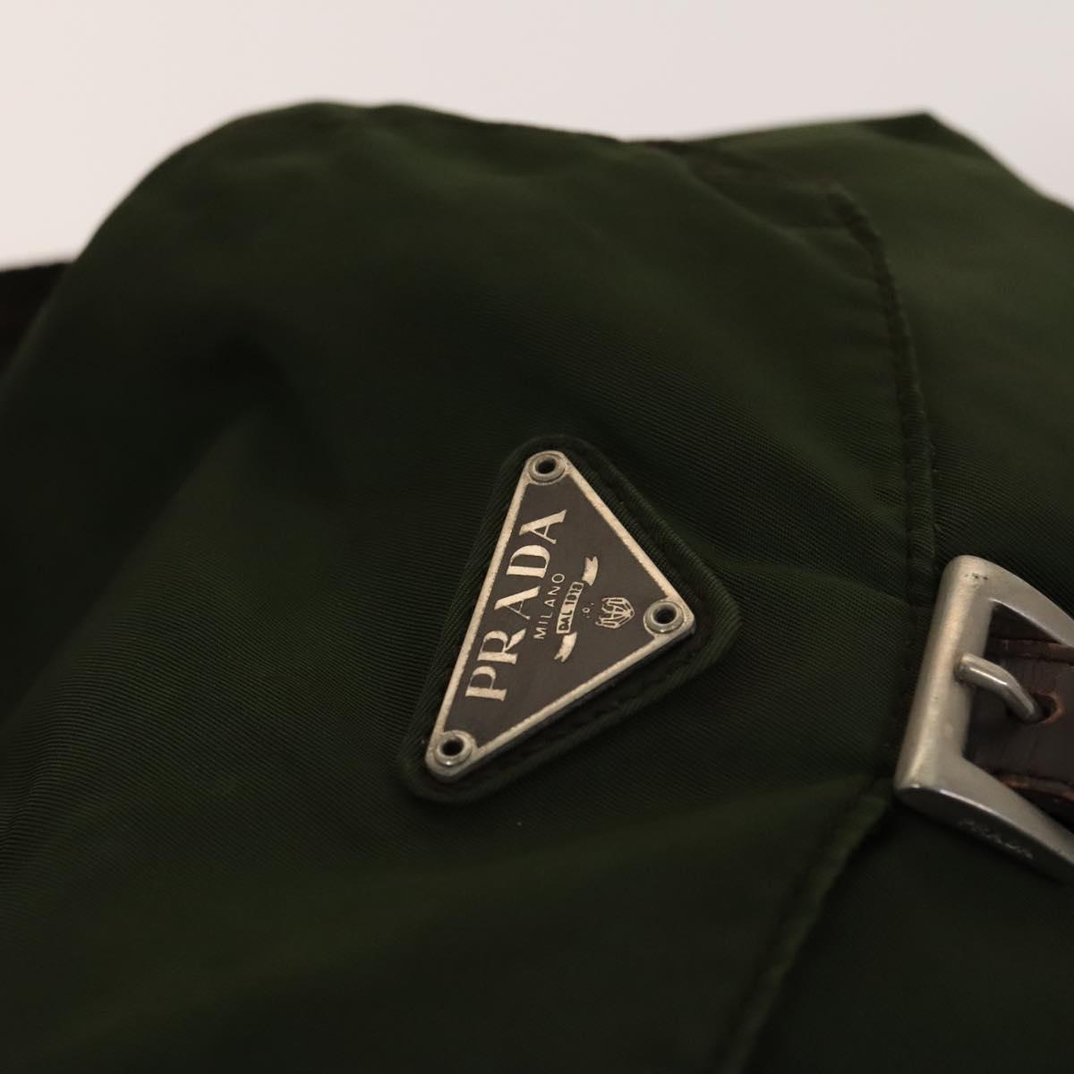 PRADA Backpack Nylon Green Silver Auth 135051