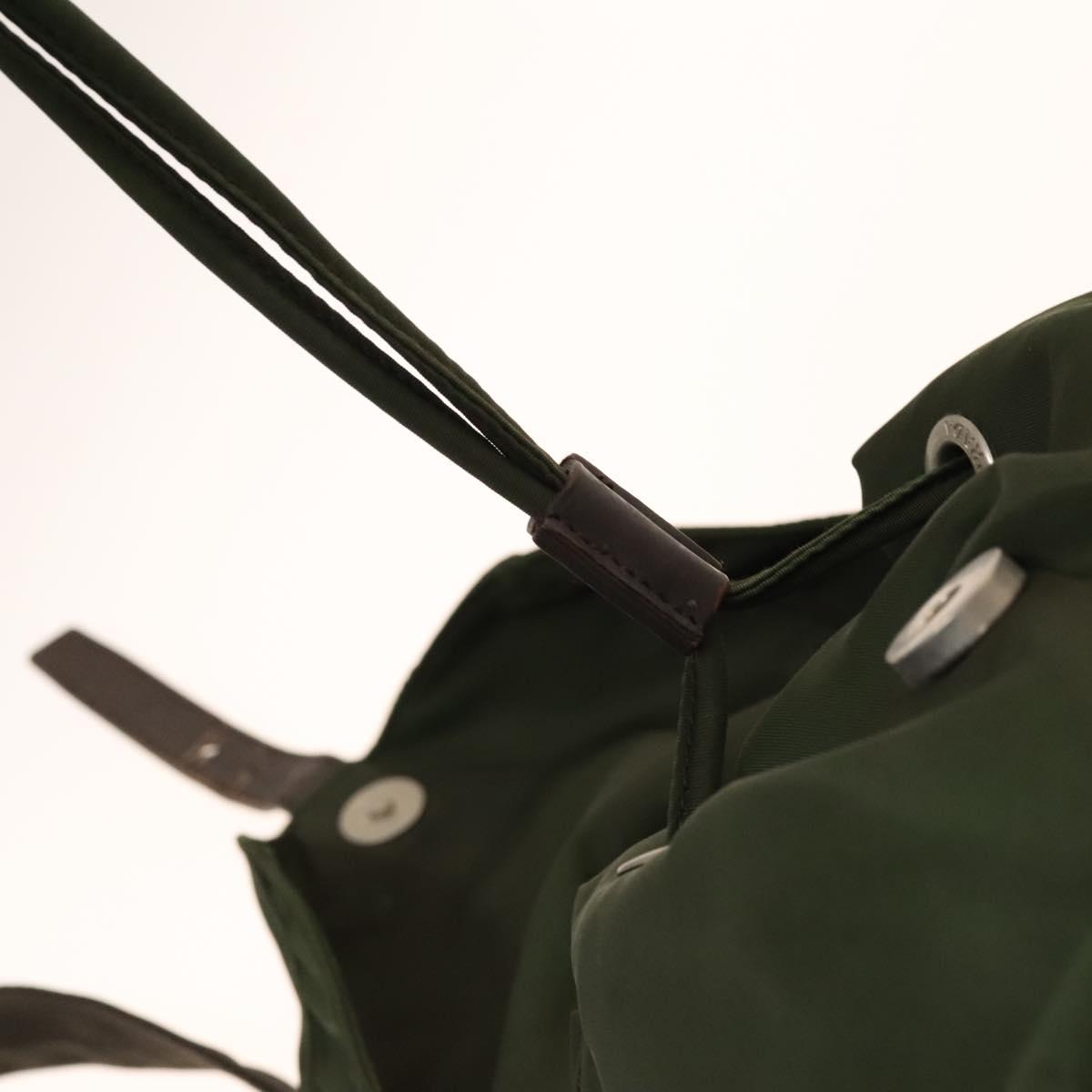 PRADA Backpack Nylon Green Silver Auth 135051