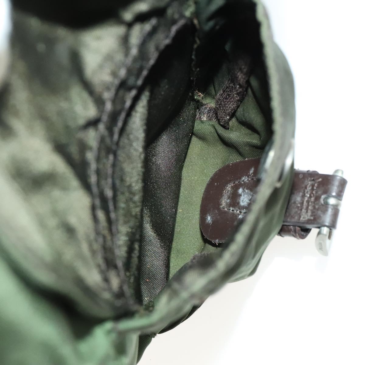 PRADA Backpack Nylon Green Silver Auth 135051