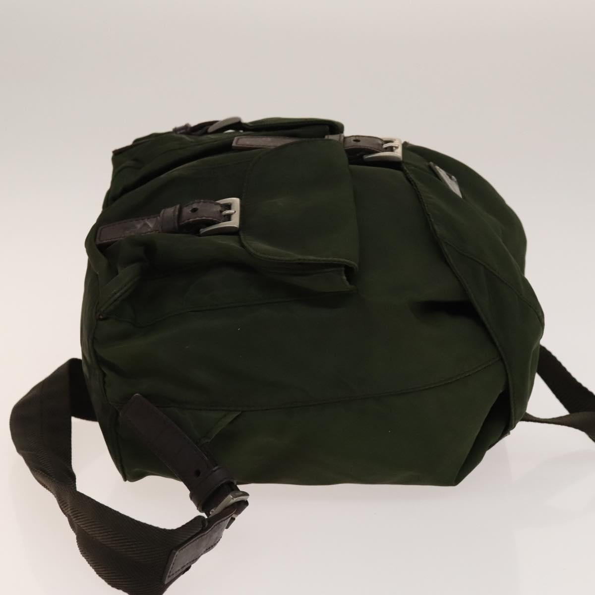 PRADA Backpack Nylon Green Silver Auth 135051