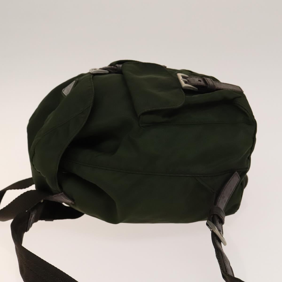 PRADA Backpack Nylon Green Silver Auth 135051