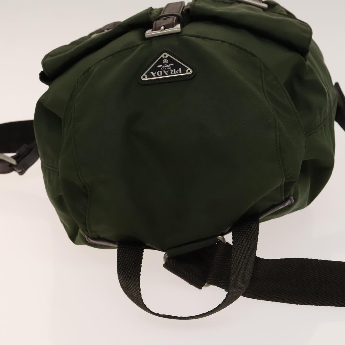 PRADA Backpack Nylon Green Silver Auth 135051