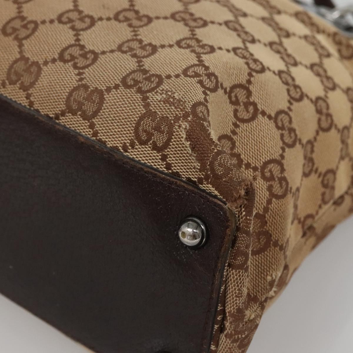 GUCCI GG Canvas Hand Bag Beige Gold 121023 Auth 135055