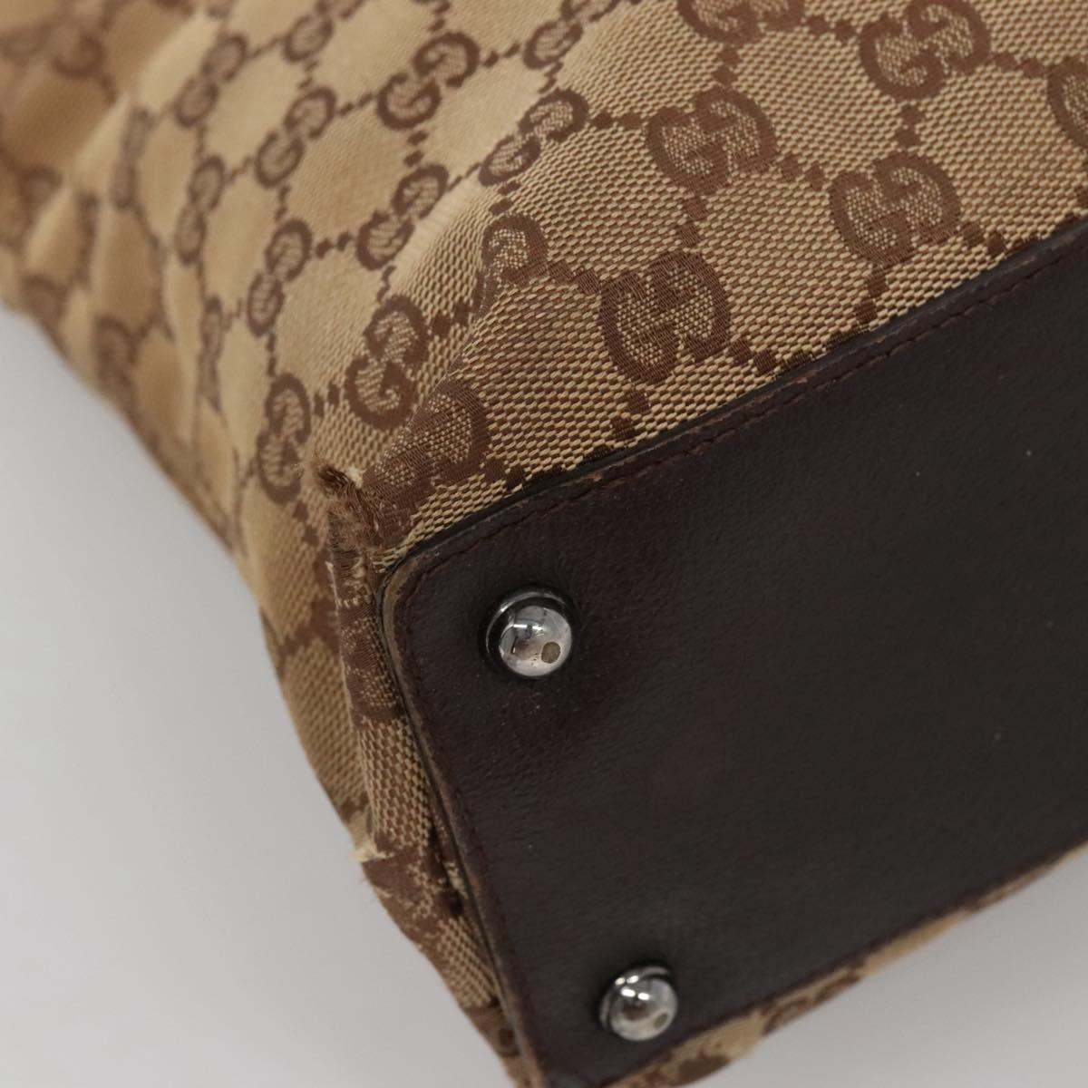 GUCCI GG Canvas Hand Bag Beige Gold 121023 Auth 135055