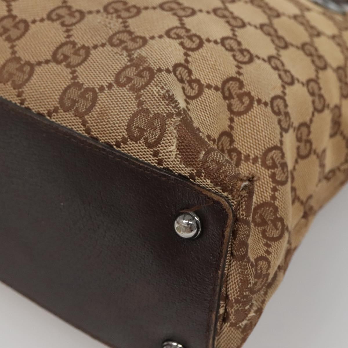 GUCCI GG Canvas Hand Bag Beige Gold 121023 Auth 135055