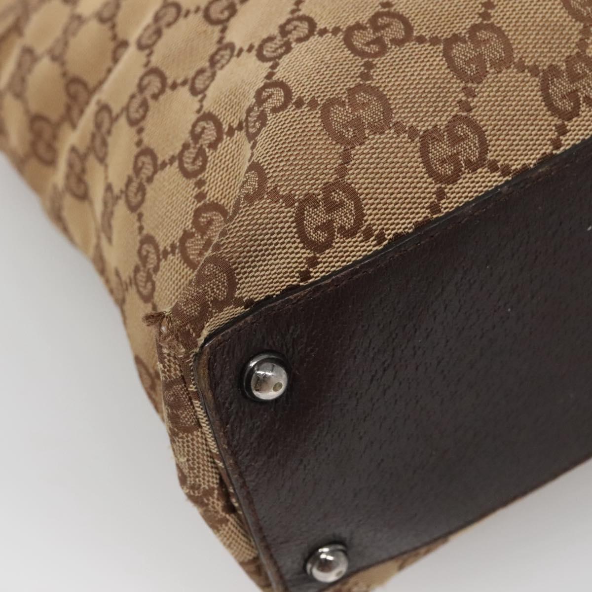 GUCCI GG Canvas Hand Bag Beige Gold 121023 Auth 135055