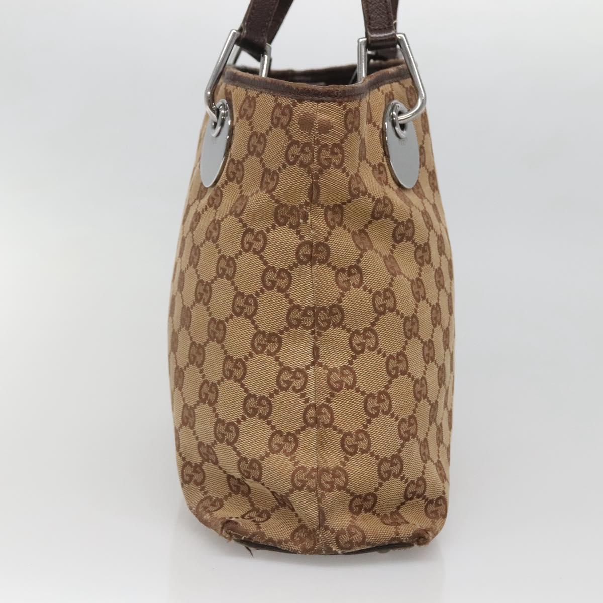 GUCCI GG Canvas Hand Bag Beige Gold 121023 Auth 135055