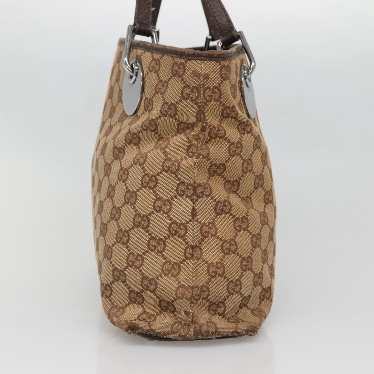 GUCCI GG Canvas Hand Bag Beige Gold 121023 Auth 135055