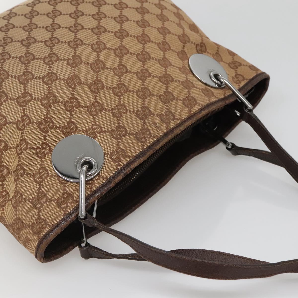 GUCCI GG Canvas Hand Bag Beige Gold 121023 Auth 135055