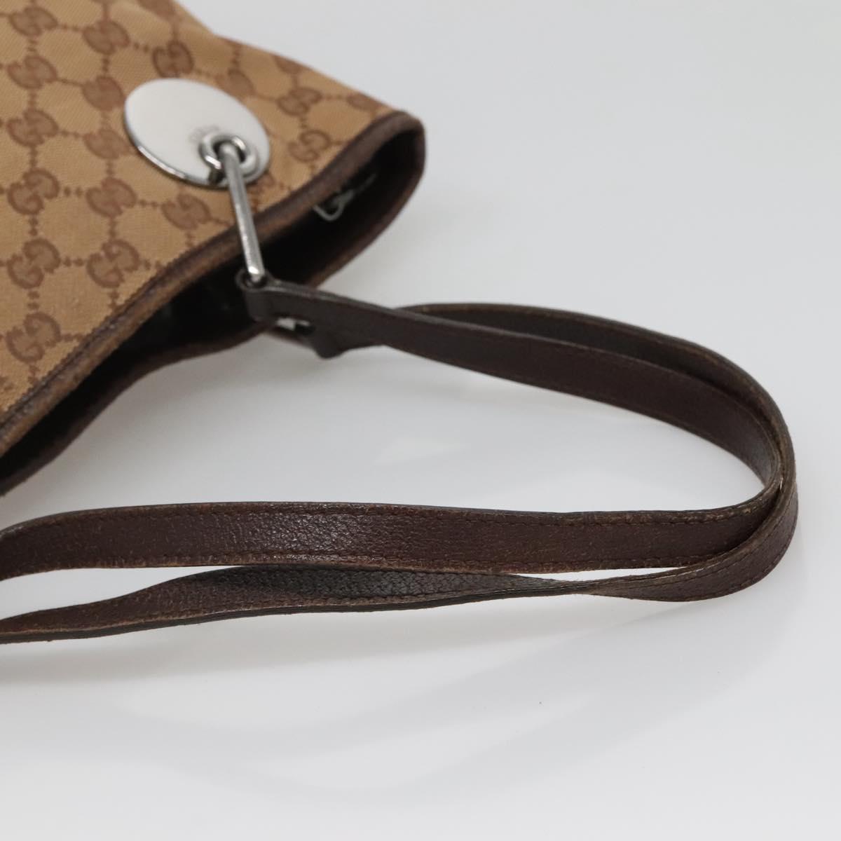GUCCI GG Canvas Hand Bag Beige Gold 121023 Auth 135055