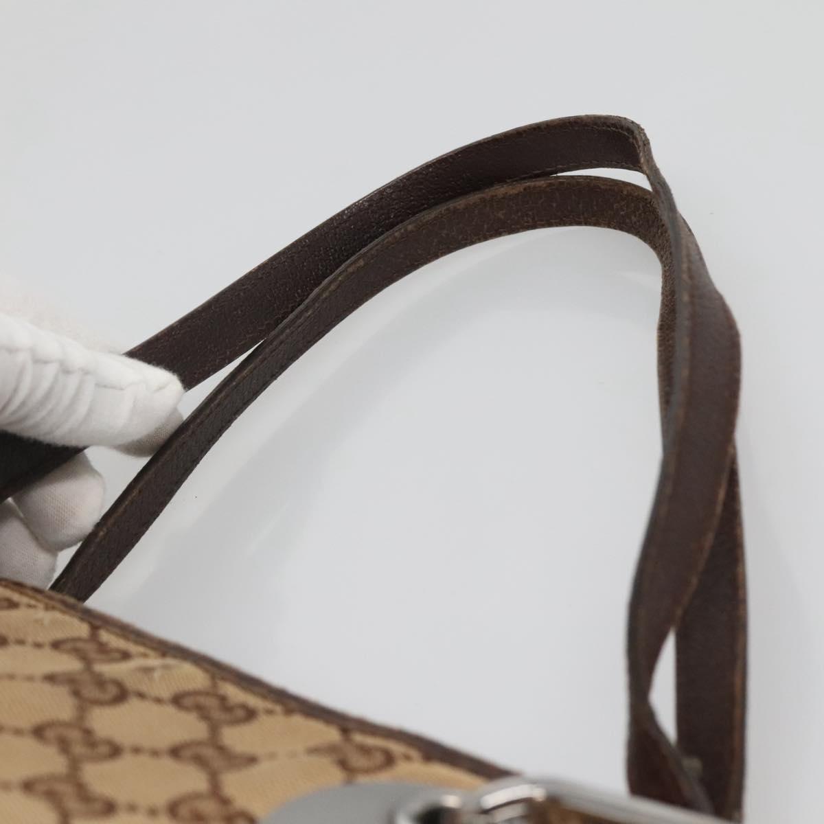 GUCCI GG Canvas Hand Bag Beige Gold 121023 Auth 135055