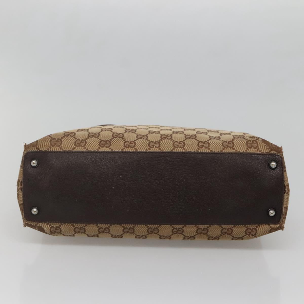GUCCI GG Canvas Hand Bag Beige Gold 121023 Auth 135055