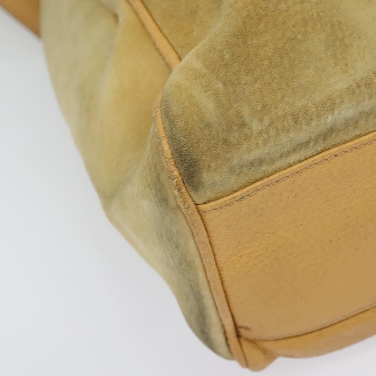 GUCCI Backpack Suede Leather Beige Gold Auth 135058