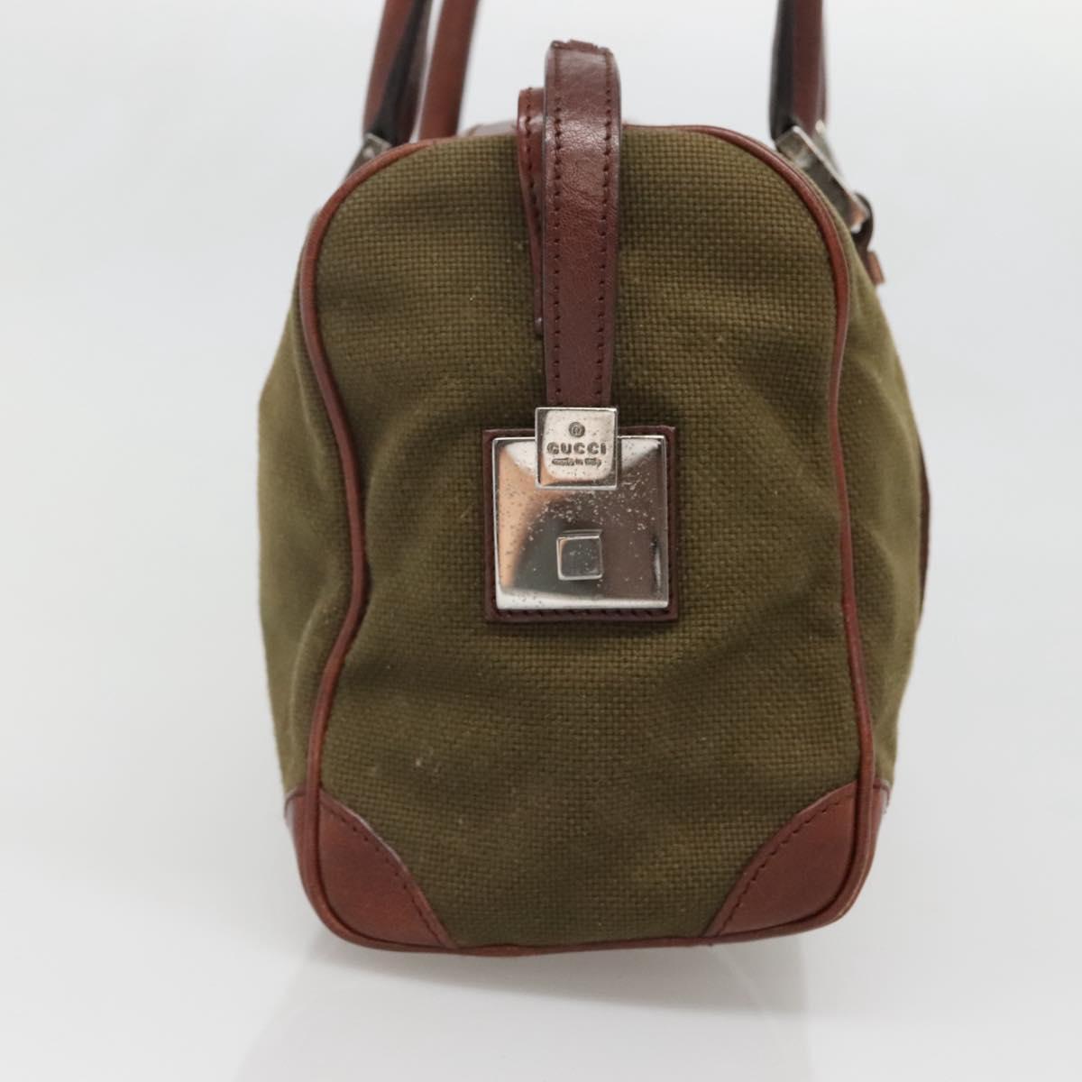 GUCCI Hand Bag Canvas Leather Khaki Brown 30458 Auth 135059