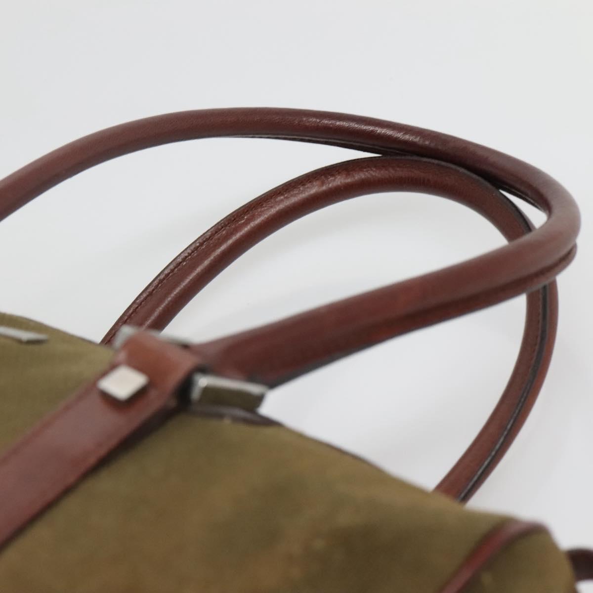 GUCCI Hand Bag Canvas Leather Khaki Brown 30458 Auth 135059