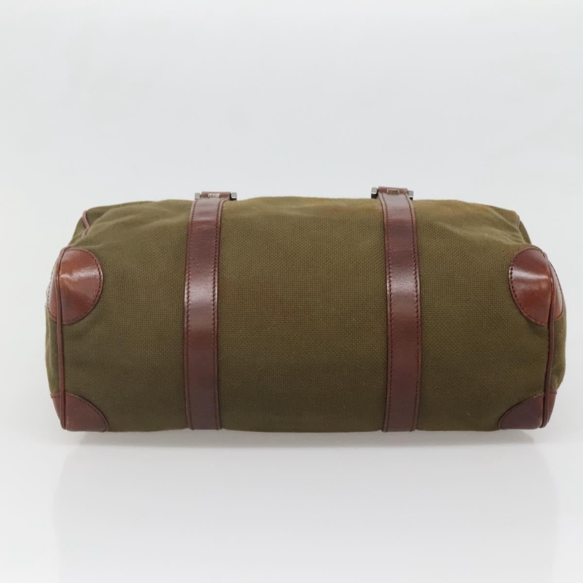 GUCCI Hand Bag Canvas Leather Khaki Brown 30458 Auth 135059