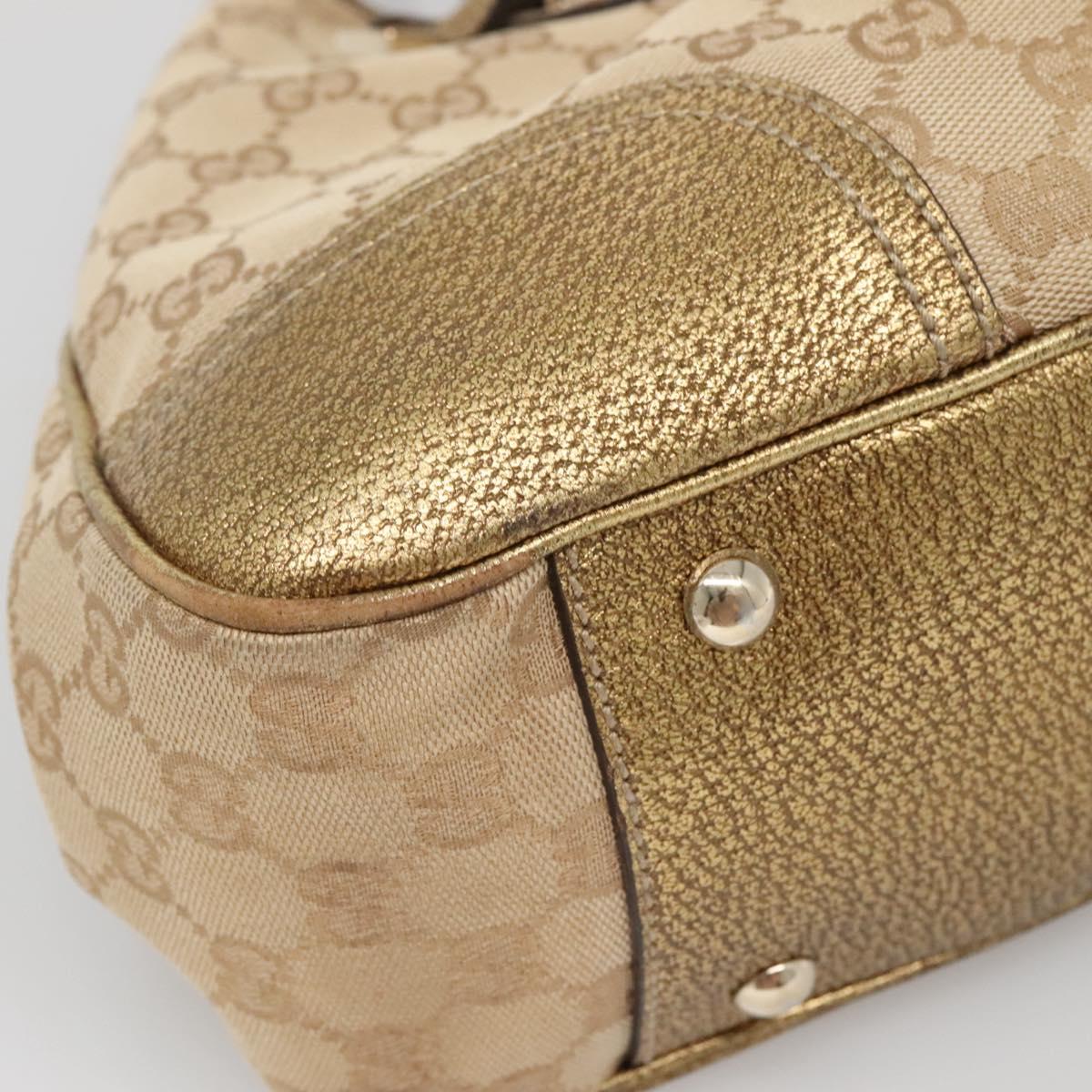 GUCCI GG Canvas Hand Bag Beige Gold 163805 Auth 135061