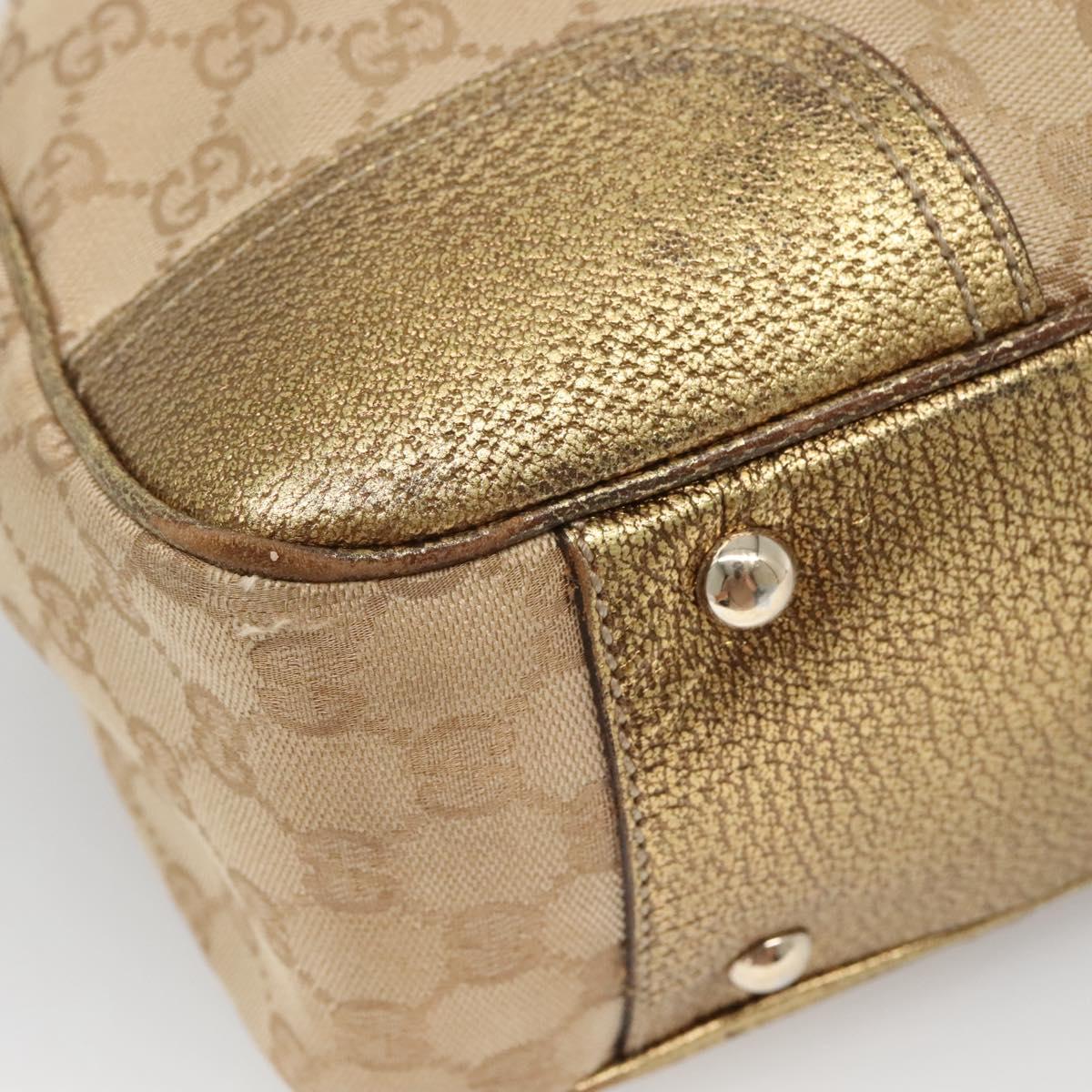 GUCCI GG Canvas Hand Bag Beige Gold 163805 Auth 135061