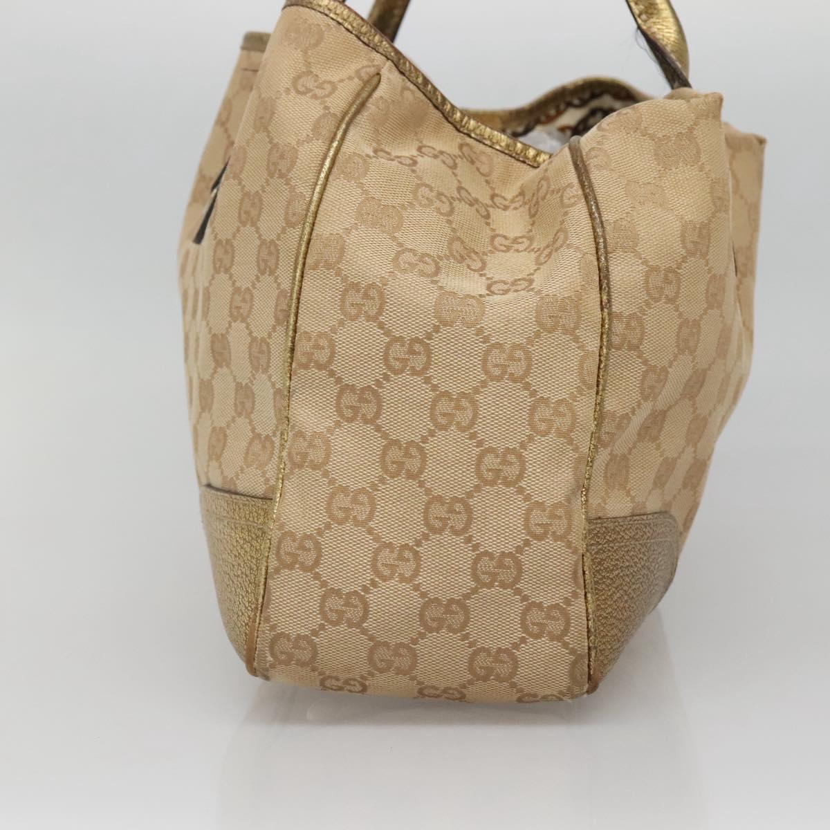 GUCCI GG Canvas Hand Bag Beige Gold 163805 Auth 135061