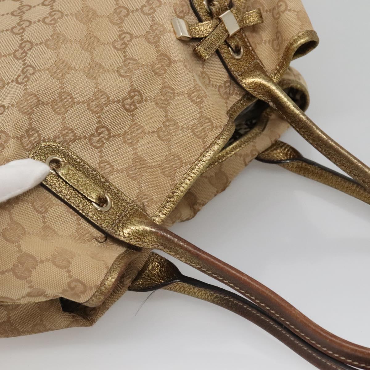 GUCCI GG Canvas Hand Bag Beige Gold 163805 Auth 135061