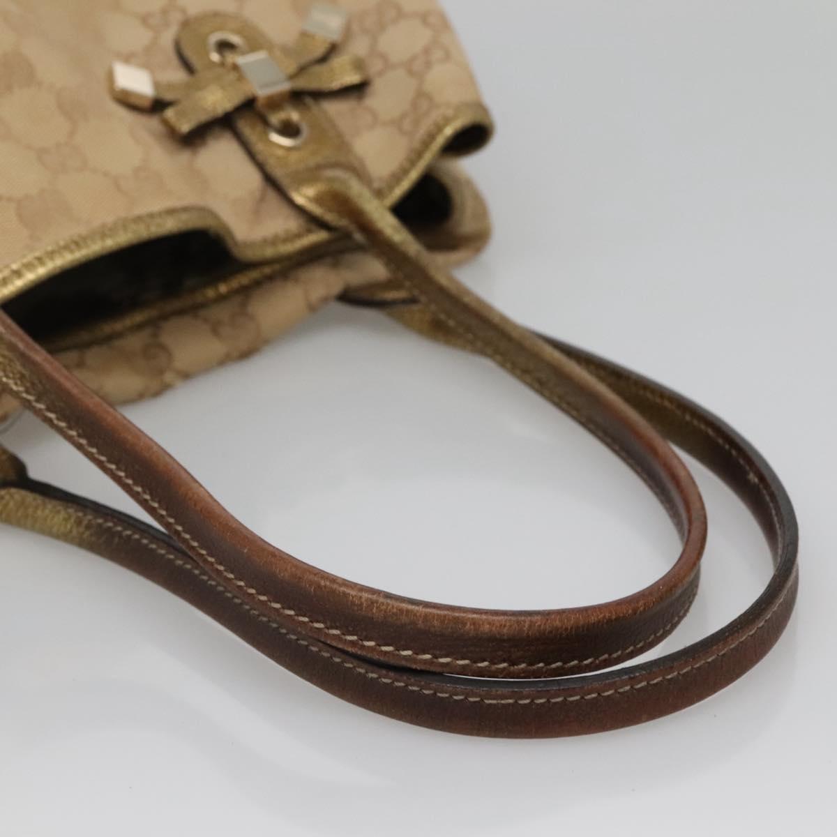 GUCCI GG Canvas Hand Bag Beige Gold 163805 Auth 135061