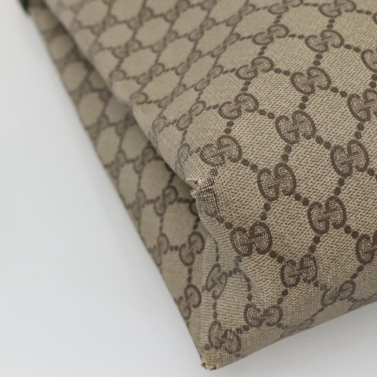 GUCCI GG Supreme Web Sherry Line Tote Bag PVC Beige Gold 39 02 091 Auth 135062