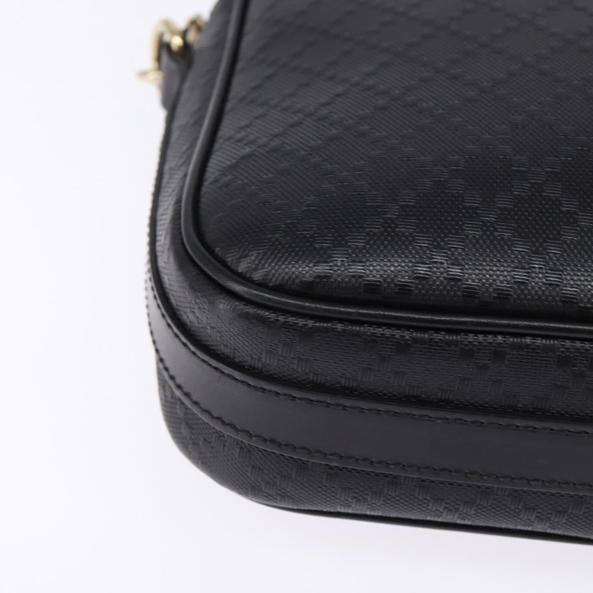 GUCCI Diamante Hand Bag Leather 2way Black Gold 344357 Auth 135065