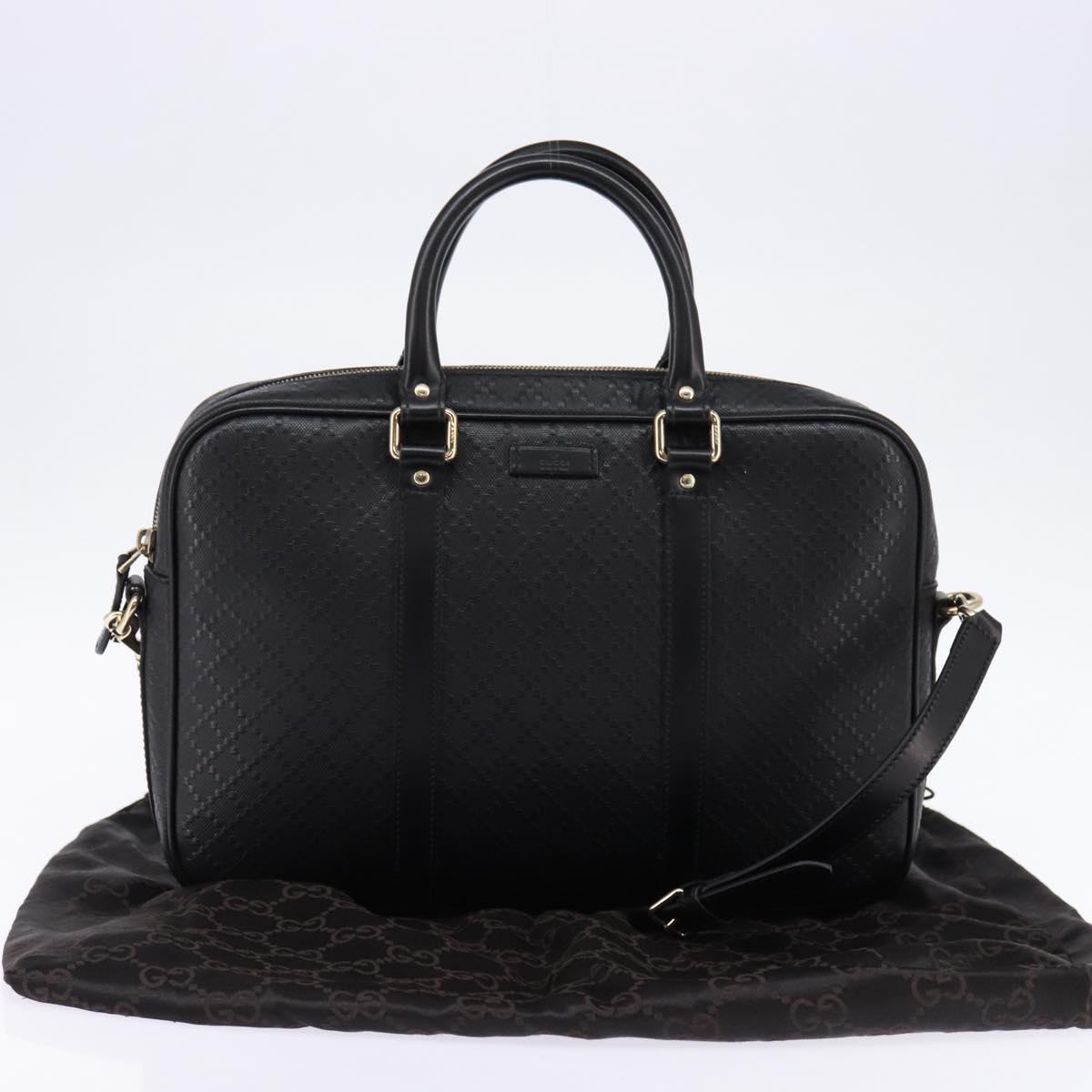 GUCCI Diamante Hand Bag Leather 2way Black Gold 344357 Auth 135065