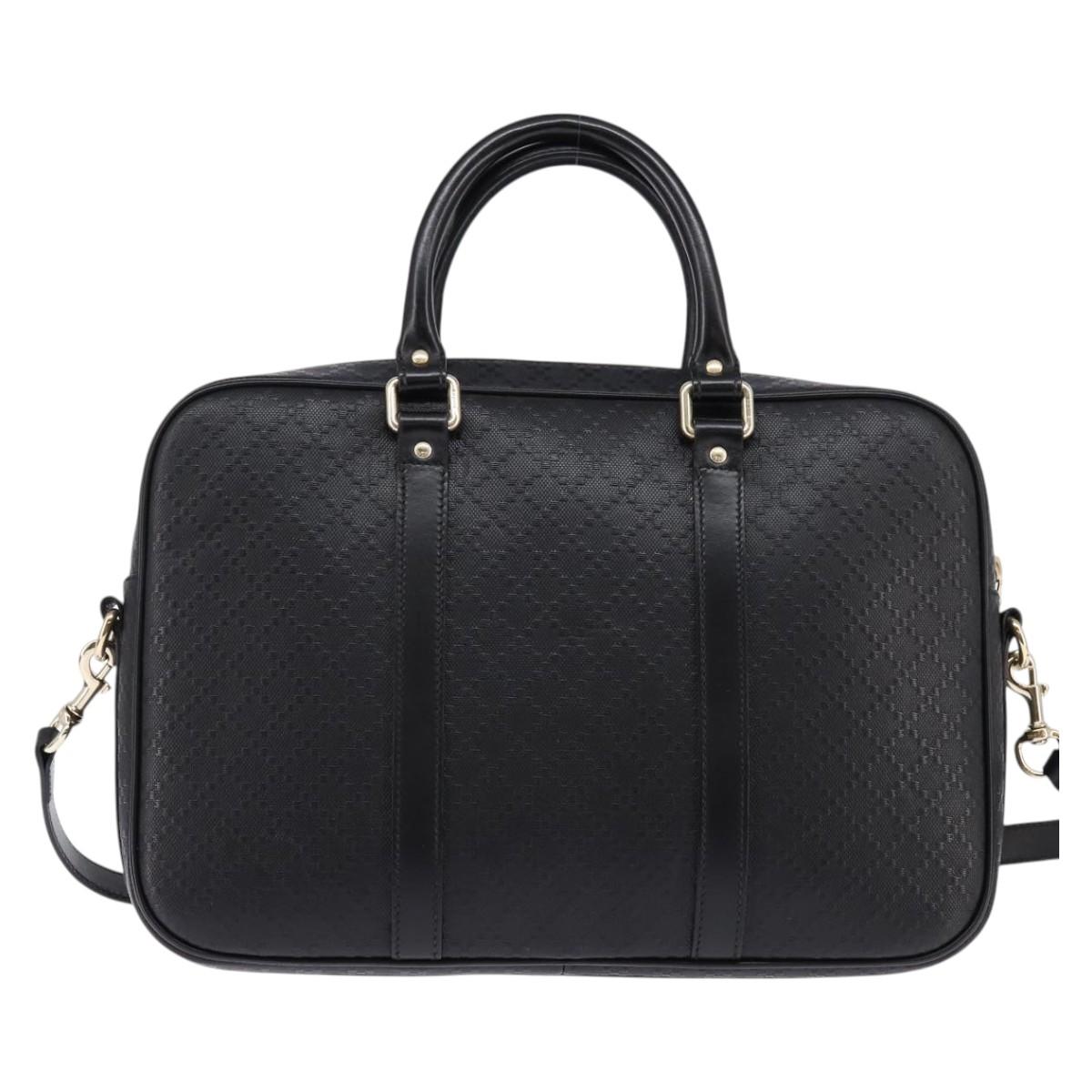 GUCCI Diamante Hand Bag Leather 2way Black Gold 344357 Auth 135065