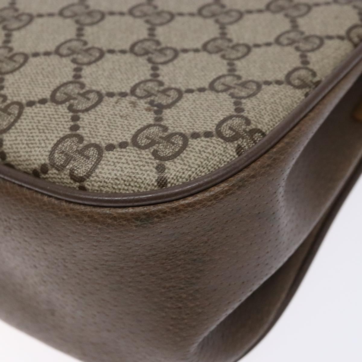 GUCCI GG Supreme Web Sherry Line Shoulder Bag PVC Beige 10 02 024 Auth 135066