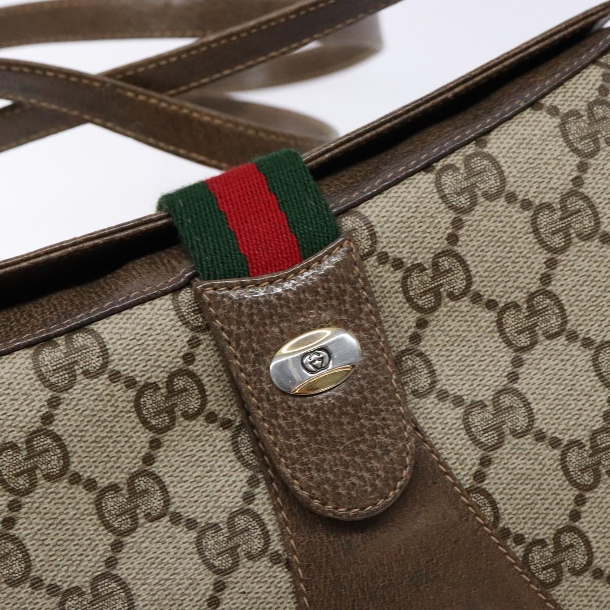 GUCCI GG Supreme Web Sherry Line Shoulder Bag PVC Beige 10 02 024 Auth 135066
