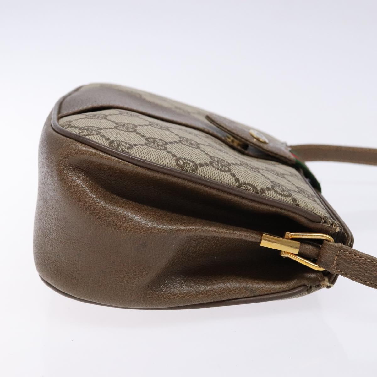 GUCCI GG Supreme Web Sherry Line Shoulder Bag PVC Beige 10 02 024 Auth 135066