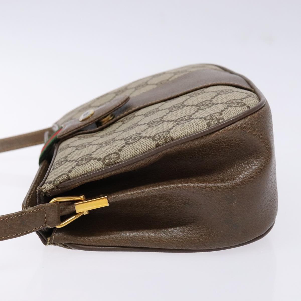 GUCCI GG Supreme Web Sherry Line Shoulder Bag PVC Beige 10 02 024 Auth 135066