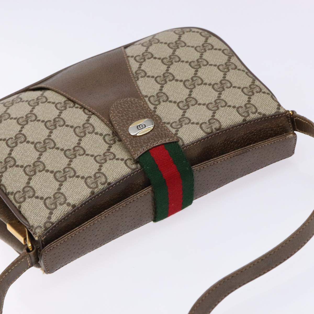 GUCCI GG Supreme Web Sherry Line Shoulder Bag PVC Beige 10 02 024 Auth 135066