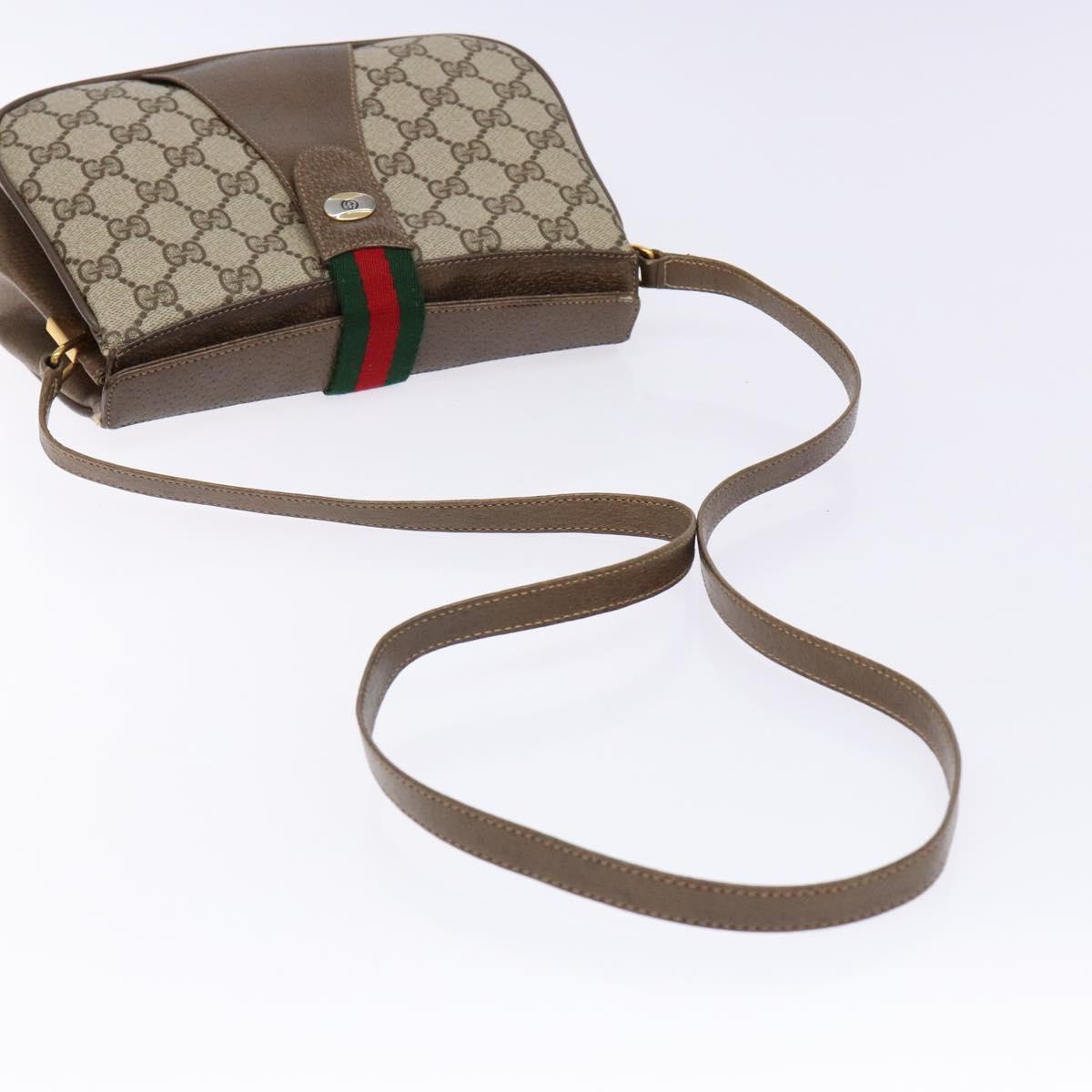 GUCCI GG Supreme Web Sherry Line Shoulder Bag PVC Beige 10 02 024 Auth 135066